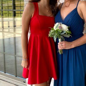 Square Neck Red Mini Dress